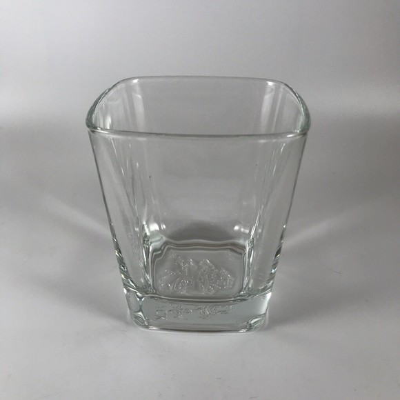 Crown Royal Black Whiskey Square Old Fashioned Glass Heavy Bottom Embossed Italy - Picture 2 of 6